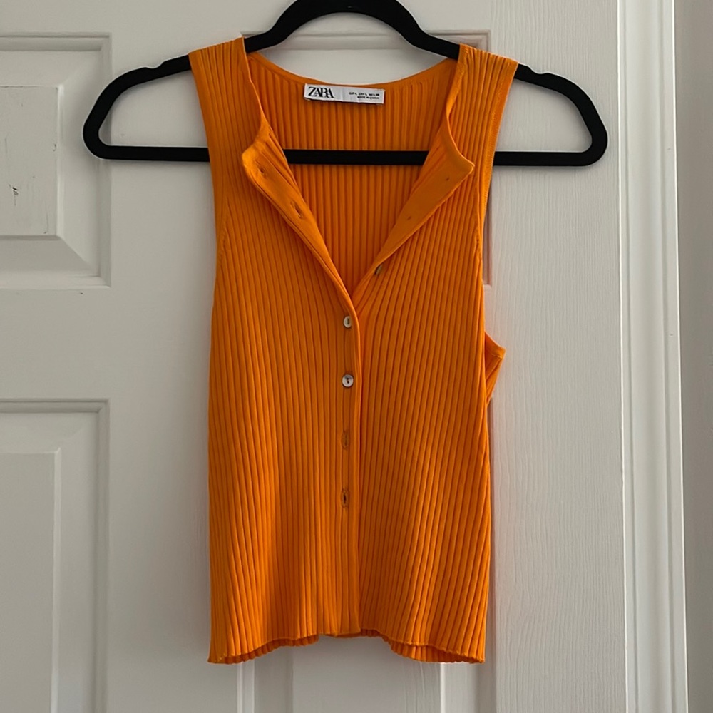 Zara Orange Ribbed Tanktop